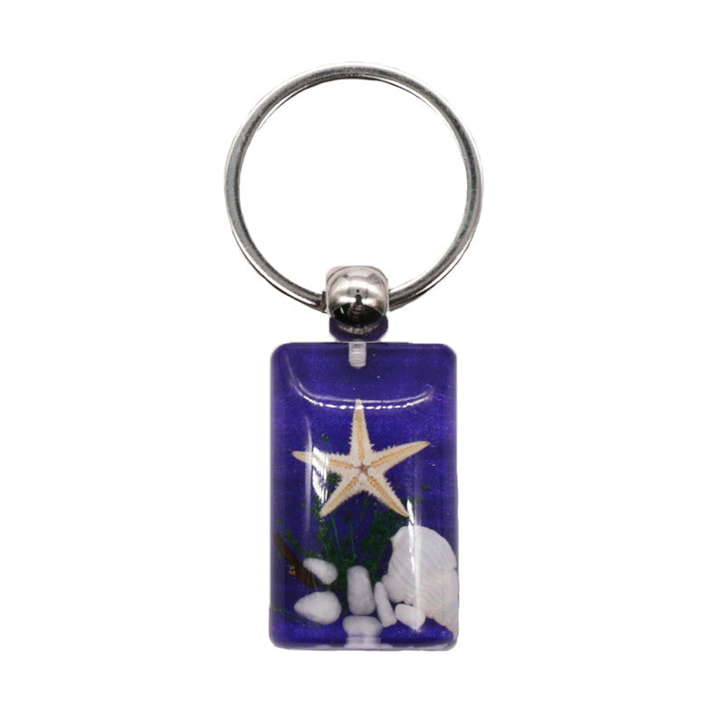 Wholesale 12pcs Creative Glue Resin Starfish Keychain