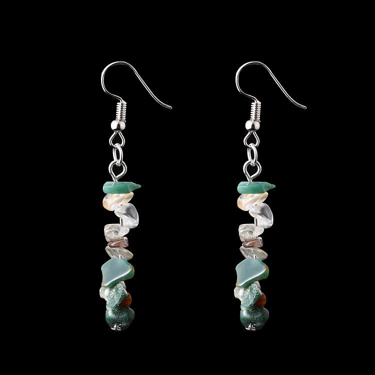 Wholesale Asian Hot Sale Irregular Natural Crystal Stone Beaded Earrings