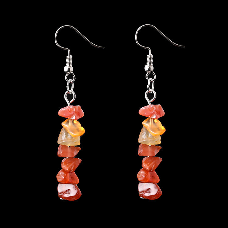 Wholesale Asian Hot Sale Irregular Natural Crystal Stone Beaded Earrings