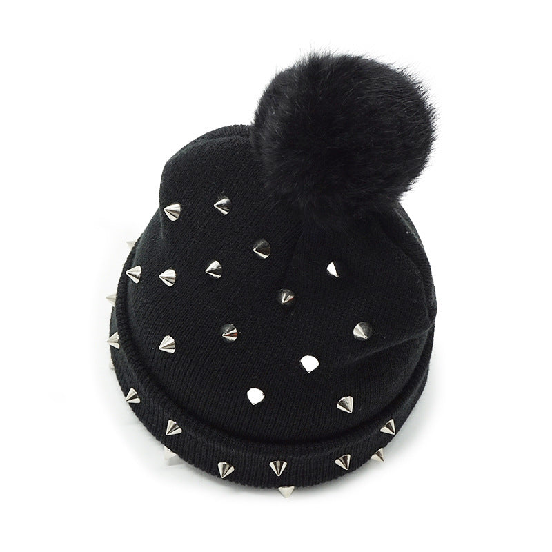 Wholesale Punk Rivet Autumn Winter Wool Knitted Hat