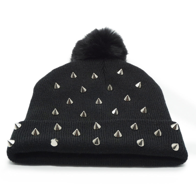 Wholesale Punk Rivet Autumn Winter Wool Knitted Hat