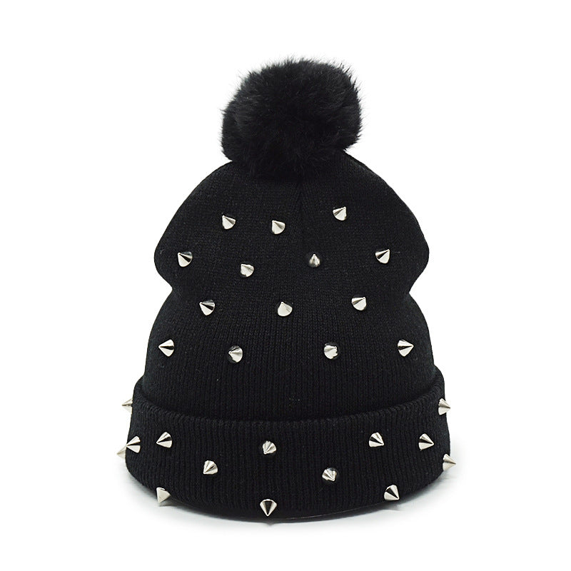 Wholesale Punk Rivet Autumn Winter Wool Knitted Hat