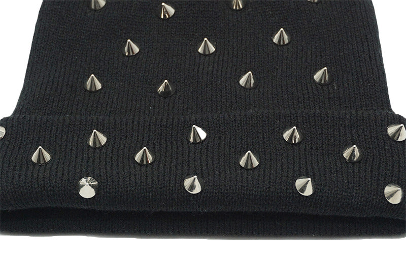 Wholesale Punk Rivet Autumn Winter Wool Knitted Hat