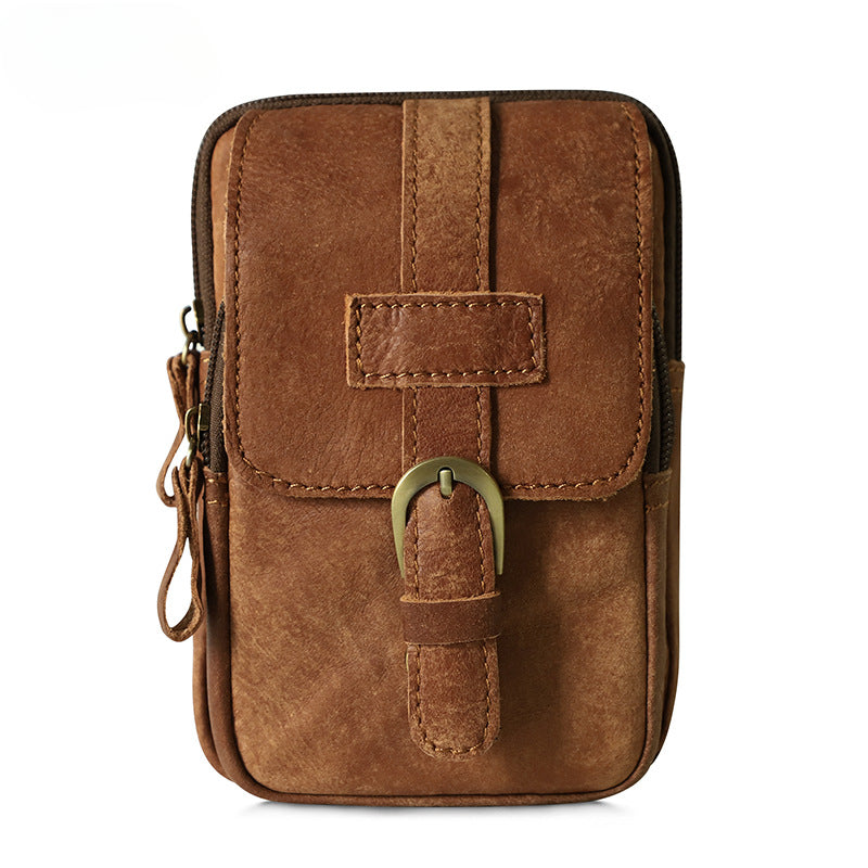 Wholesale Genuine Leather Phone Bag Men's Phone Waist Bag Wear Belt