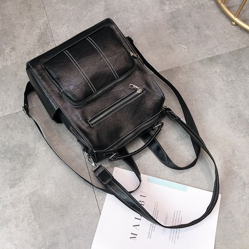 Wholesale PU Leather Shoulder Document Retro Style Backpack