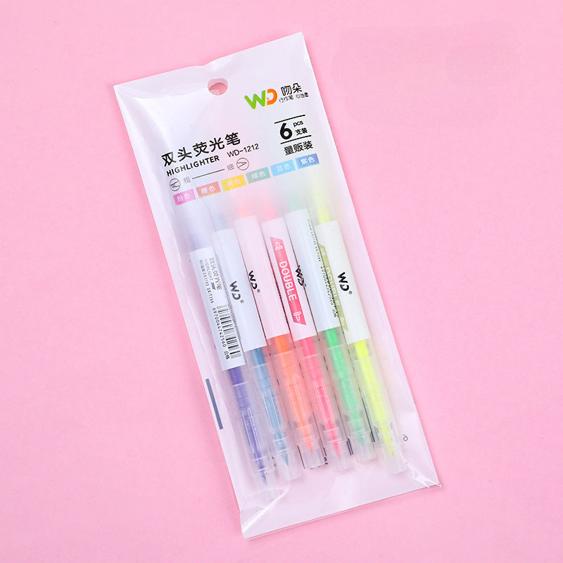 Wholesale Double Ended Plastic Highlighter Set 6pcs