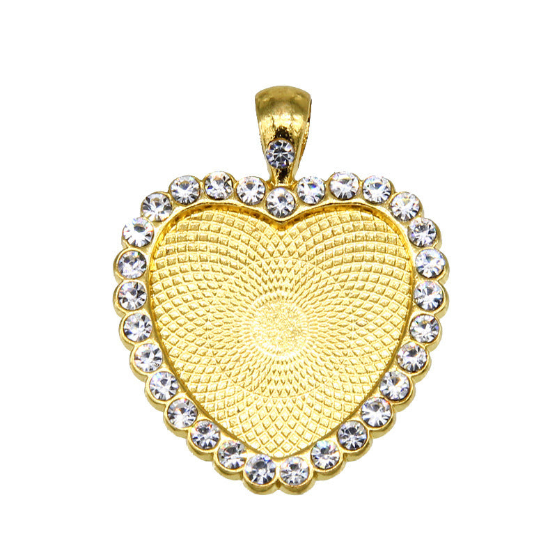 Wholesale 100PCS/PACK Alloy 25mm Peach Heart Diamond Time Gemstone Base