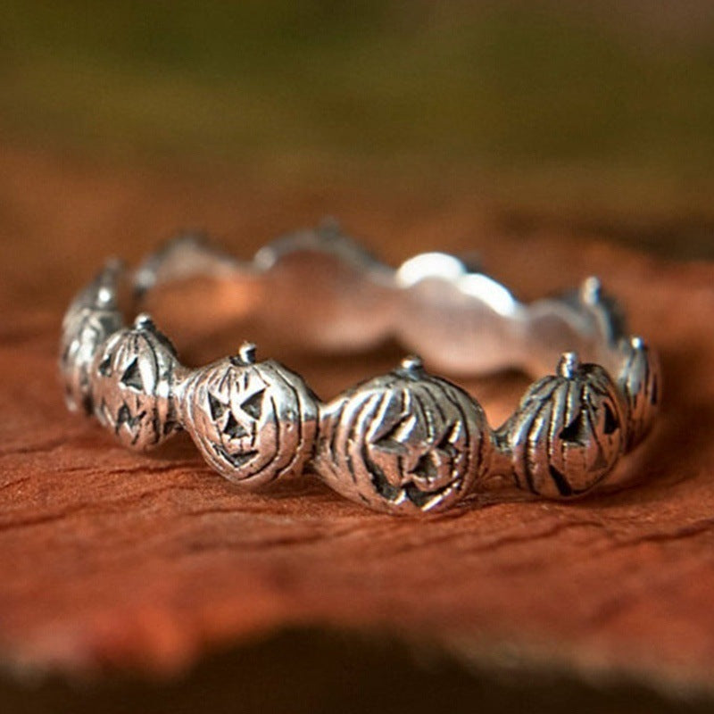 Wholesale 5PCS Halloween Pumpkin Ghost Face Metal Ring