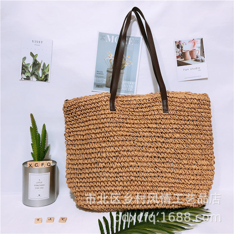 Wholesale Two-purpose Bag Simple and Fashionable Crochet Bag Straw Woven Bag