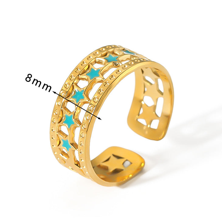 Wholesale Irregular Titanium Steel Plated 18K Gold Ring