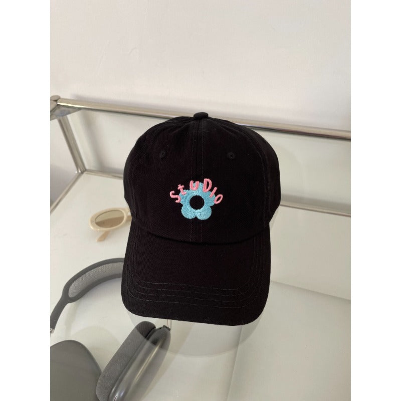 Wholesale Contrast Color Small Flower STUDIO Embroidery Soft Top Baseball Cap