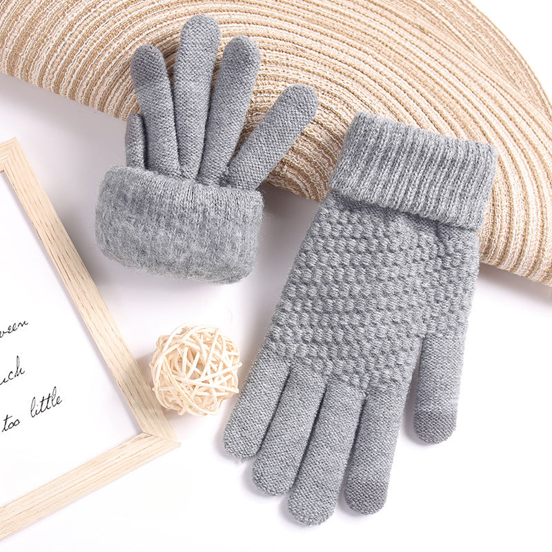 Wholesale New Winter Style Cold-proof Touch Screen Plus Fleece Knitted Gloves