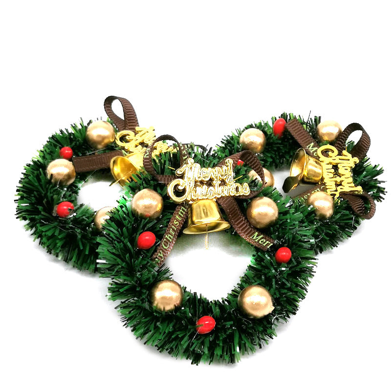 Wholesale 1:12 Mini Hard Shell Christmas Wreath Model with Bells and Glitter