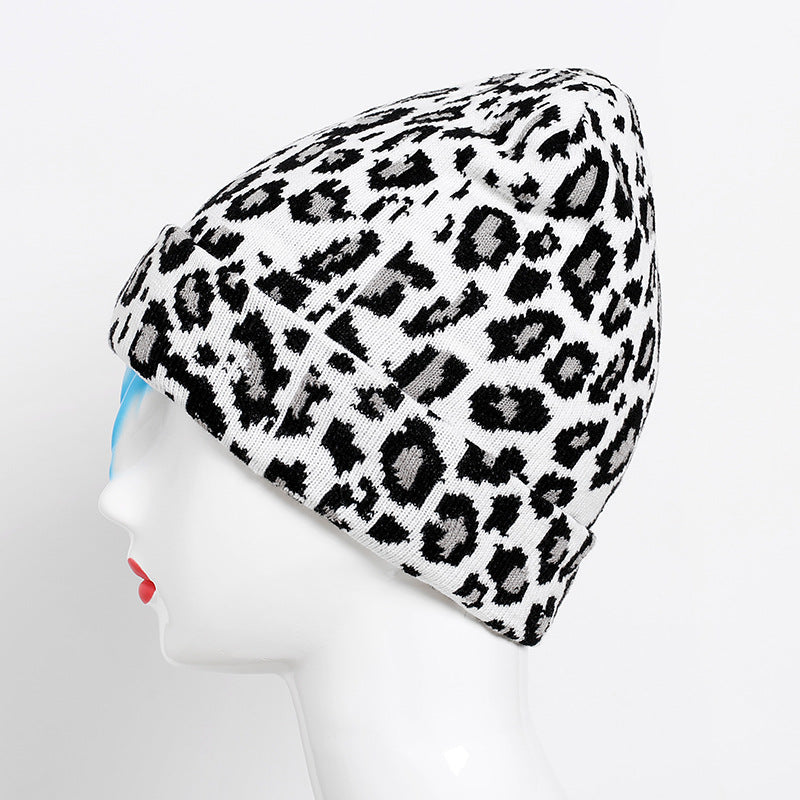 Wholesale Autumn and Winter Leopard Pattern Knitted Hats for Women's Warm Hats