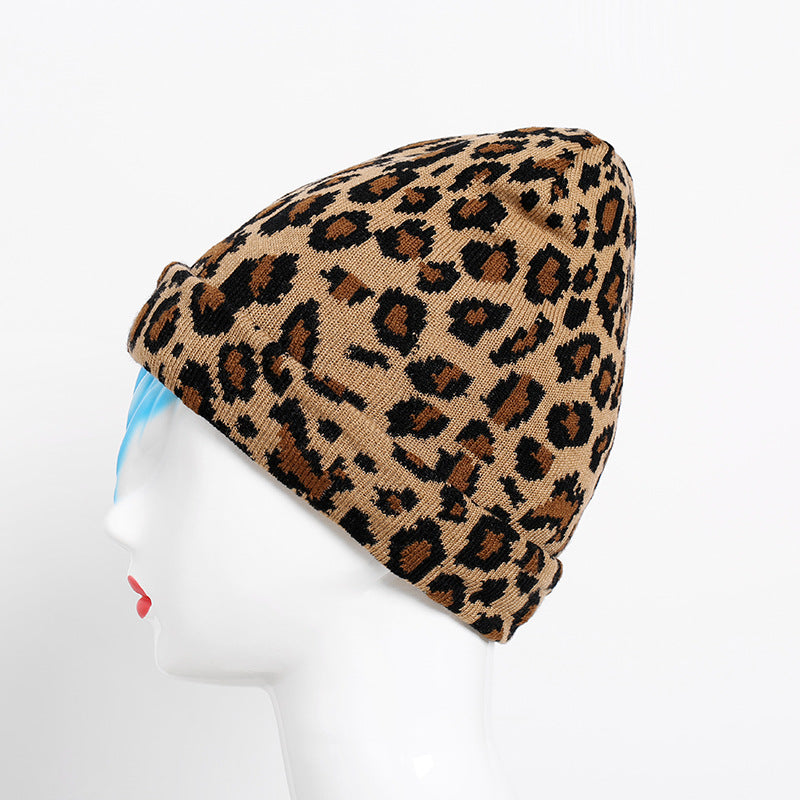 Wholesale Autumn and Winter Leopard Pattern Knitted Hats for Women's Warm Hats