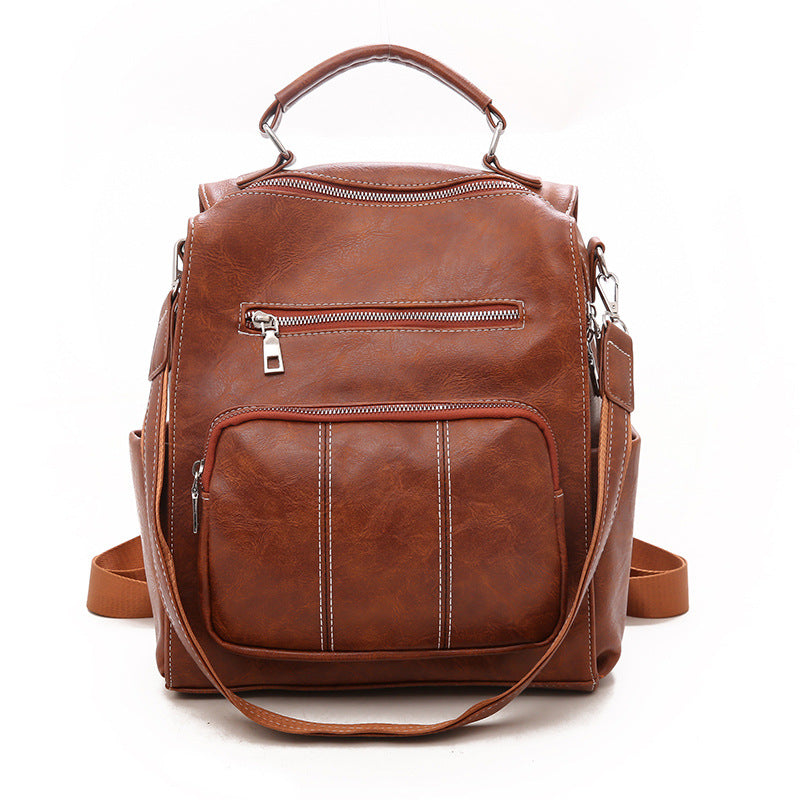 Wholesale PU Leather Shoulder Document Retro Style Backpack