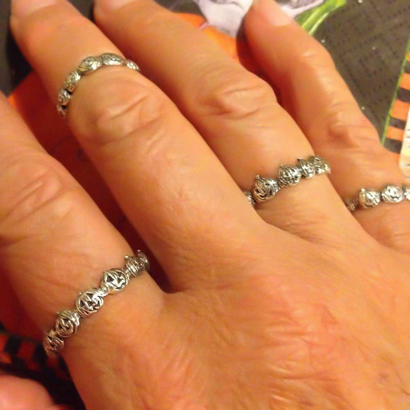 Wholesale 5PCS Halloween Pumpkin Ghost Face Metal Ring