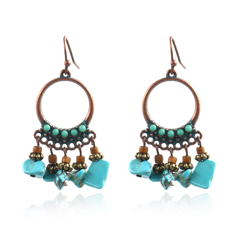 Wholesale Turquoise Round Gemstone Earrings