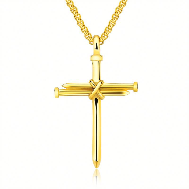 Wholesale Titanium Steel Cross Nail Pendant Necklace