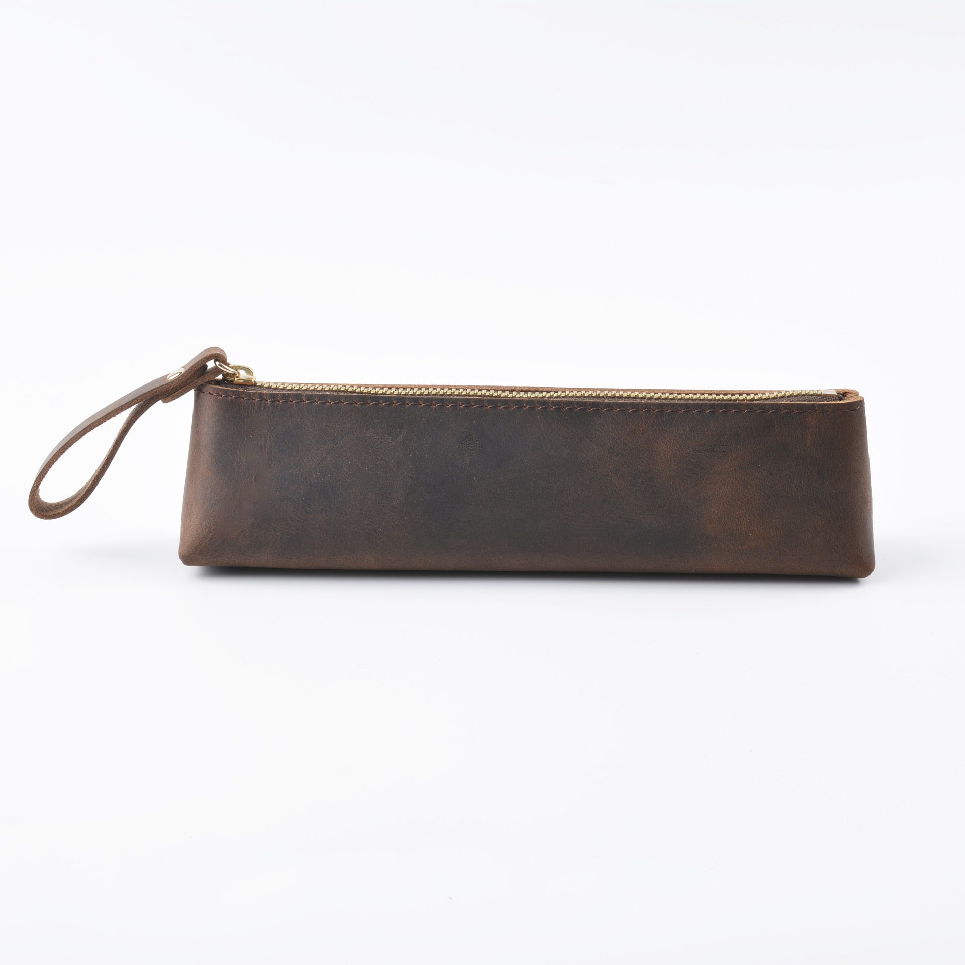 Wholesale Vintage Genuine Crazy Horse Leather Pencil Case