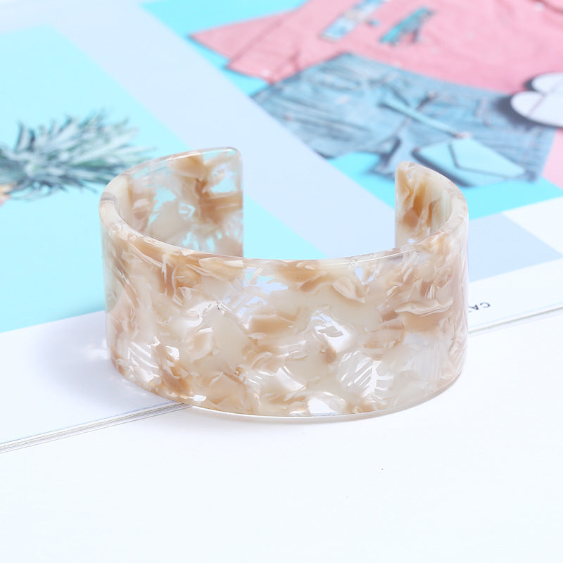 Wholesale Acetate sheet leopard print open acrylic bracelet