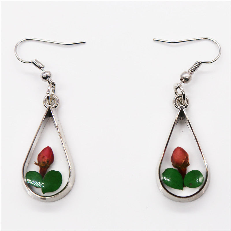 Wholesale 6pcs Handmade Epoxy Dried Flower Necklace Earrings Combination Set