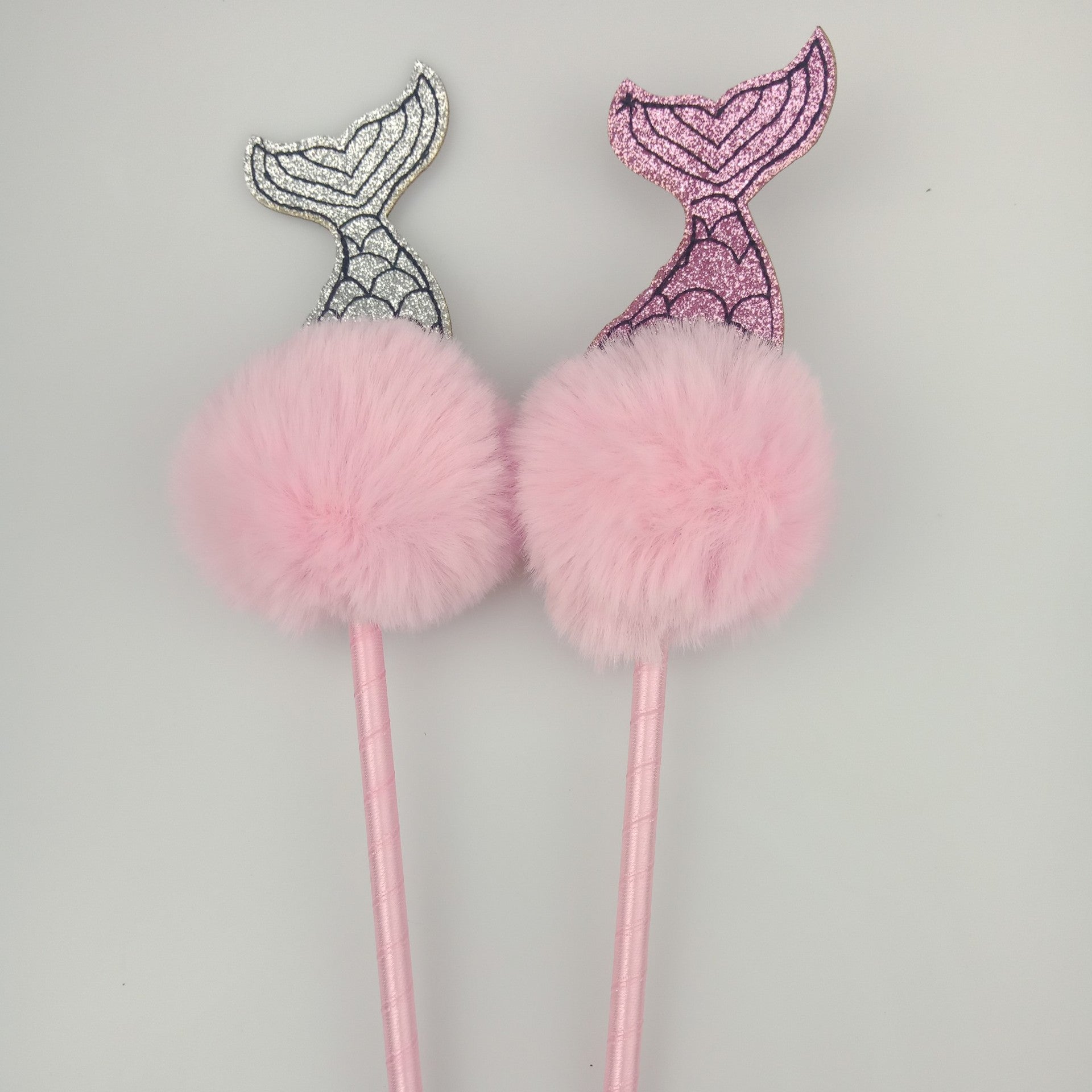Wholesale Flippable Sequin Hairball Mermaid Tail Plastic Pen