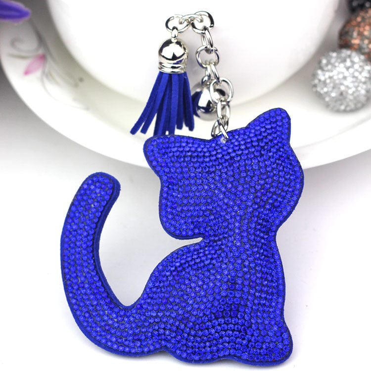 Wholesale  Velvet Diamond Loving Cat Cute Keychain Tassel Small Gift Creative Keychain