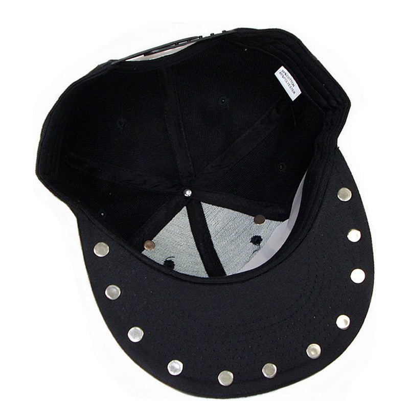 Wholesale Punk Horn Rivet Hip Hop Flat Brim Baseball Cap