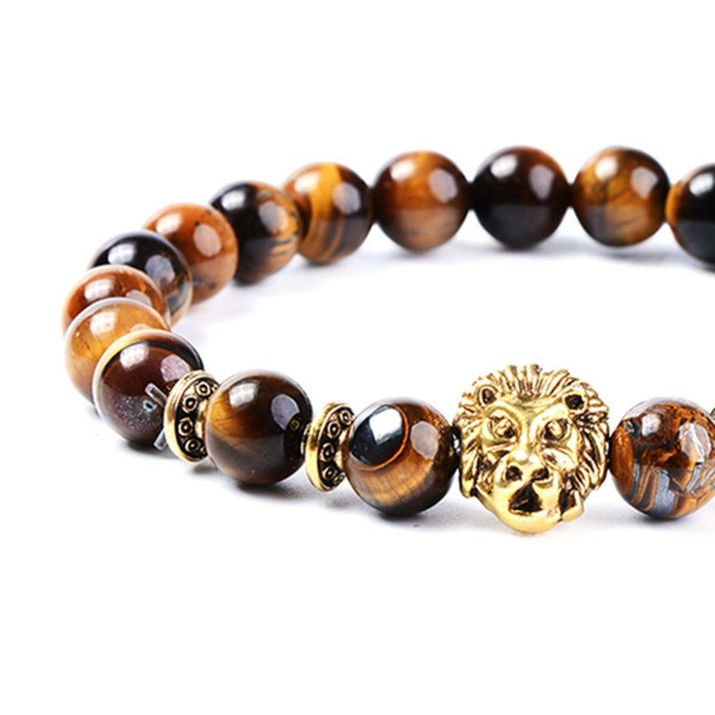 Wholesale Yellow Tiger Eye Emperor Stone Lion Head Bracelet