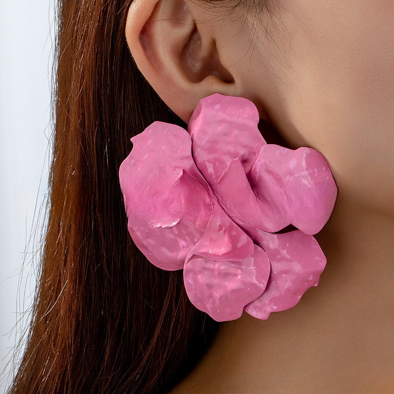 Wholesale Temperament, Oversized Three-dimensional Flowers, Exaggerated High-end Earrings