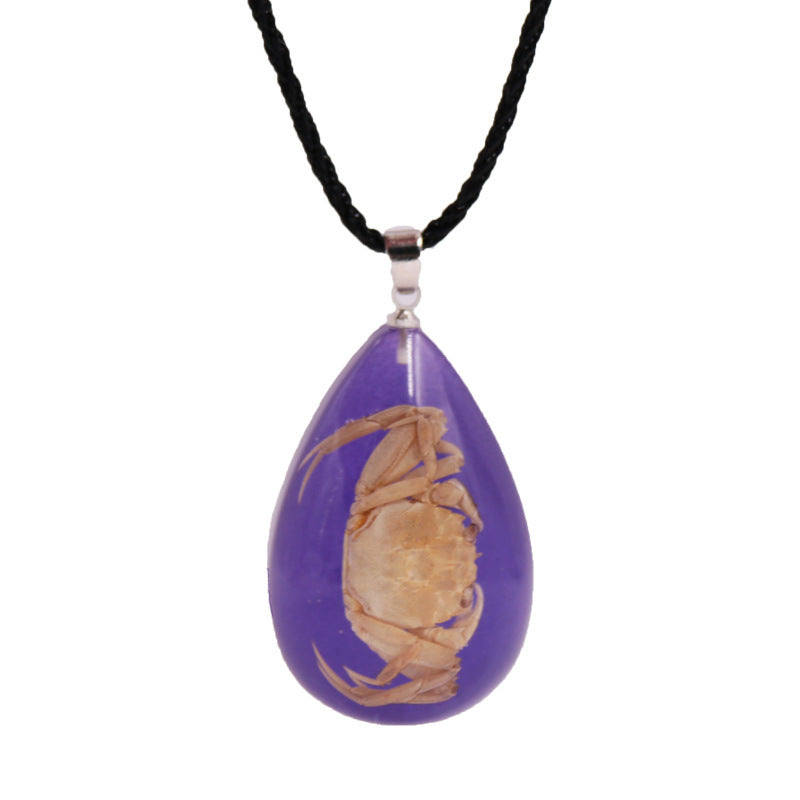 Wholesale 6pcs Natural Crab Resin Insect Necklace
