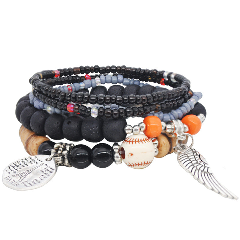 Wholesale  Fashion Color Bohemian Ethnic Style Bracelet  Elastic Rice Beads