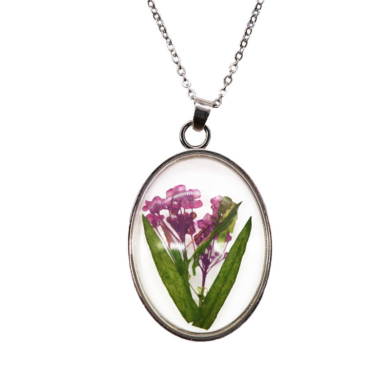 Wholesale 6pcs Creative Handmade Natural Dried Flower Pendant Necklace