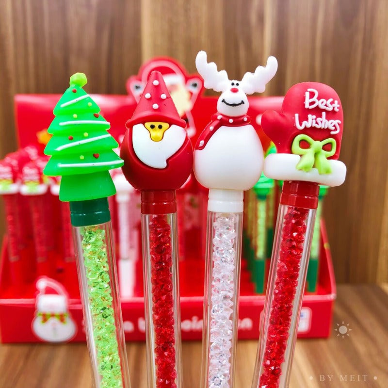 Wholesale 48pcs Cartoon Christmas Crystal Diamond Revolving Ballpoint Pen