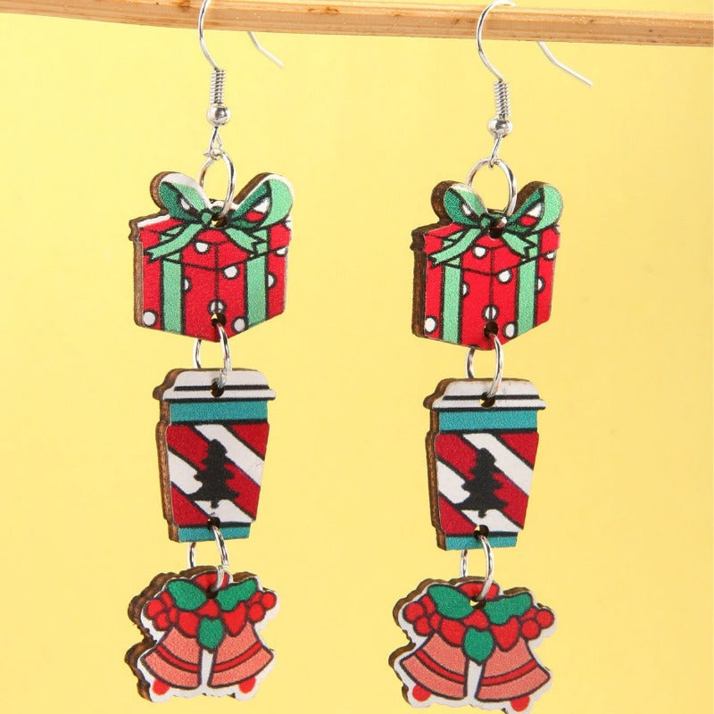 Wholesale Santa Claus Gift Wooden Earrings