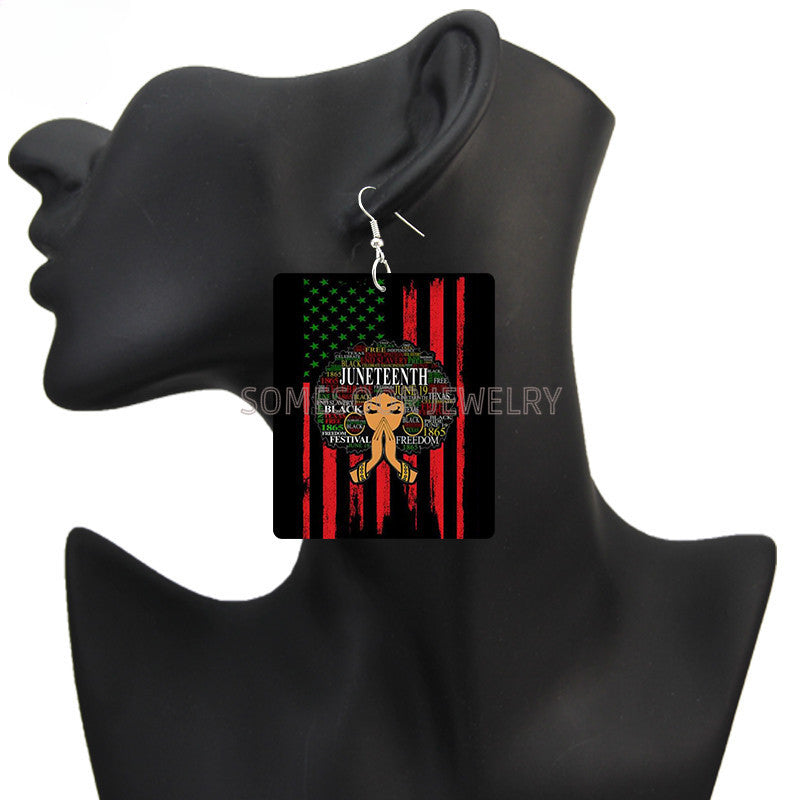 Wholesale Rectangular Exaggerated Wood Earrings