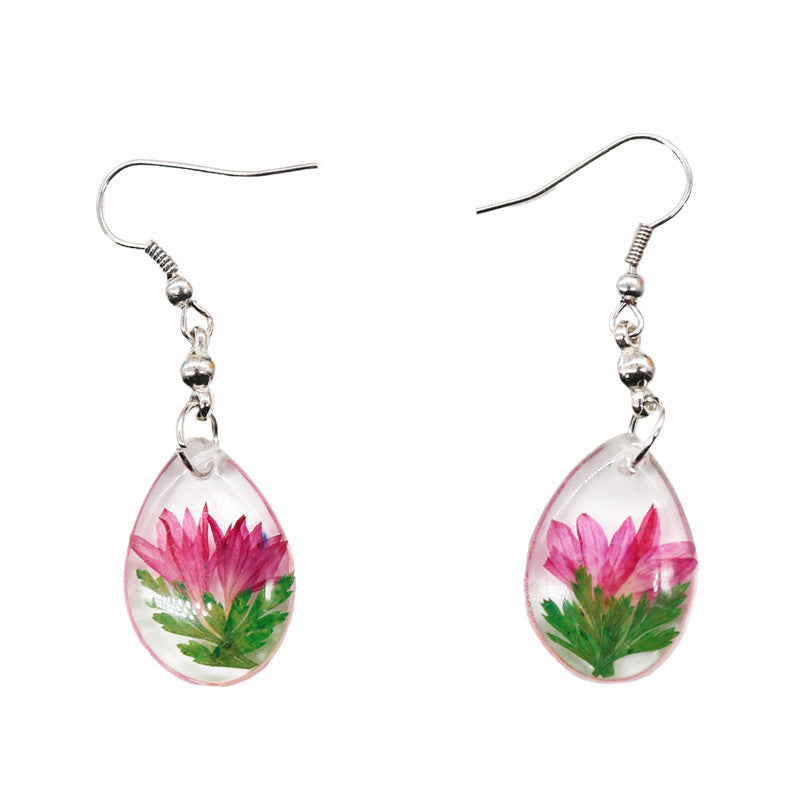 Wholesale 12pcs Resin Dried Flower Fashion Ethnic Style Real Flower Earrings