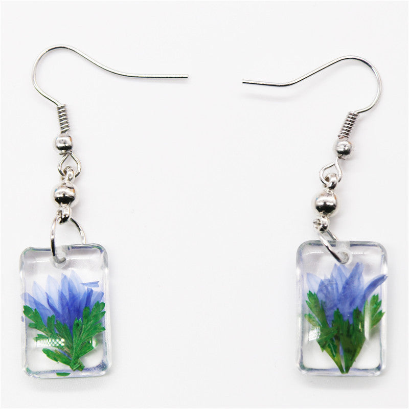 Wholesale 12pcs Resin Dried Flower Fashion Ethnic Style Real Flower Earrings