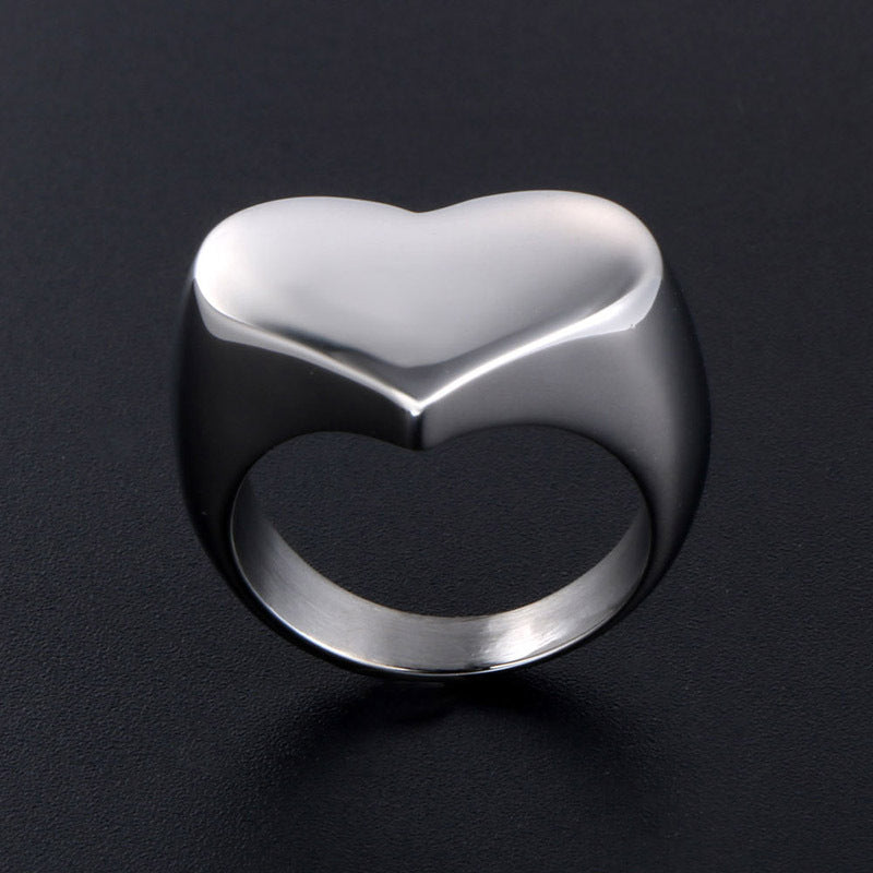 Wholesale Non-fading heart-shaped titanium steel ring