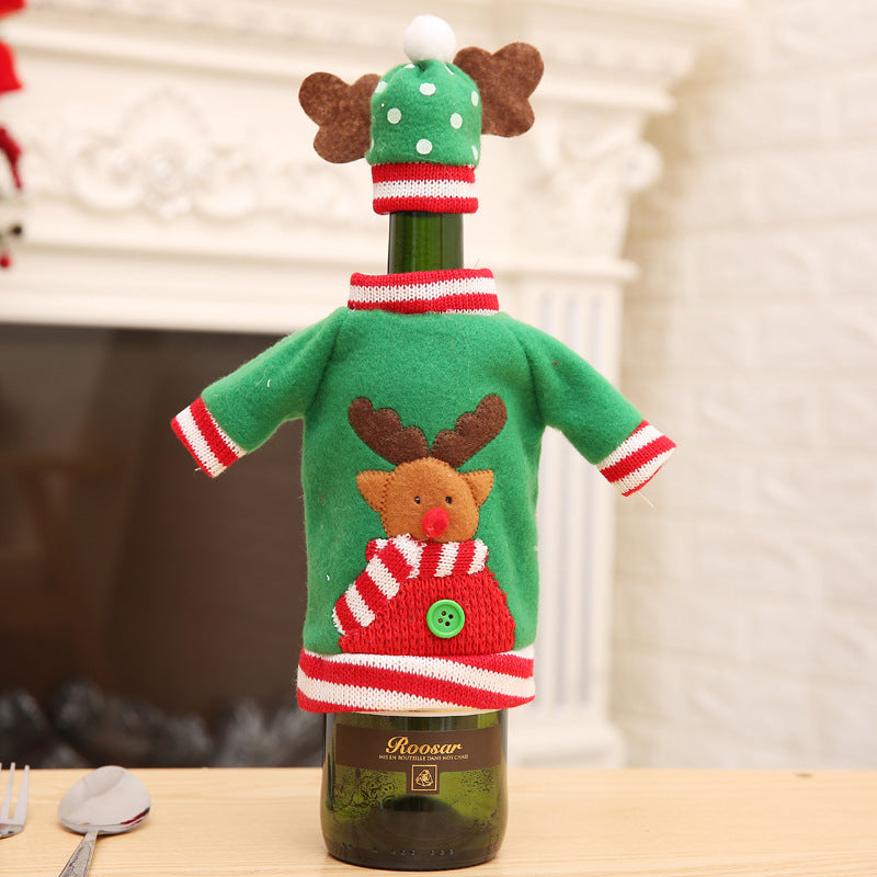 Wholesale Christmas Embroidery Cartoon Wine Bottle Cover Decoration
