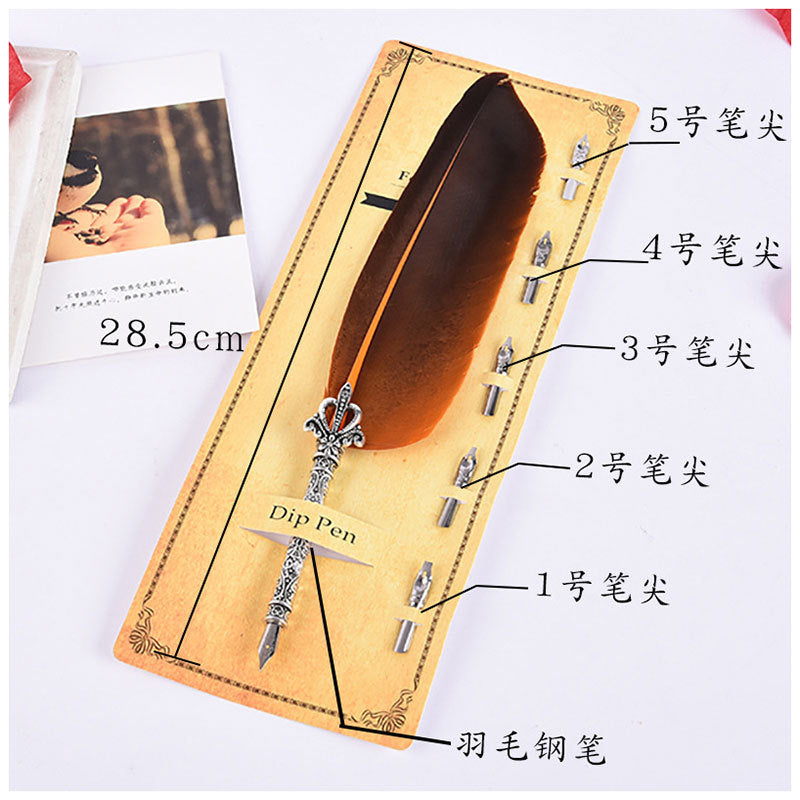 Wholesale Vintage Turkey Feather Dip Pen Teacher's Day Gift