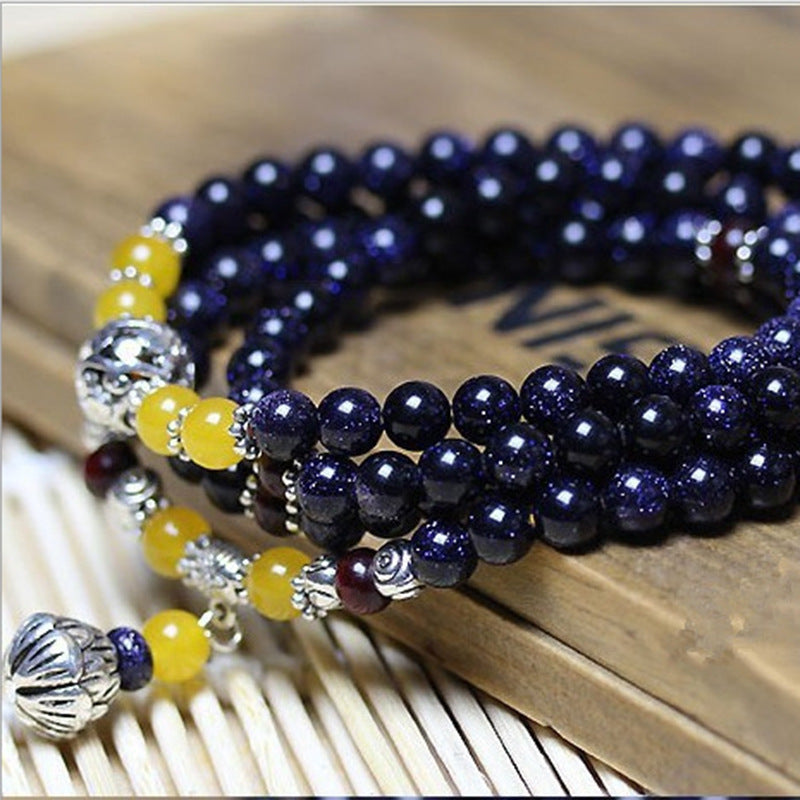 Wholesale Women's Blue Sandstone Beads Bracelet
