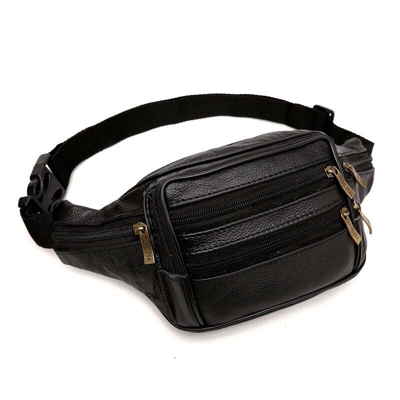 Wholesale Men's genuine leather waist bag multifunctional waterproof waist bag mobile phone bag