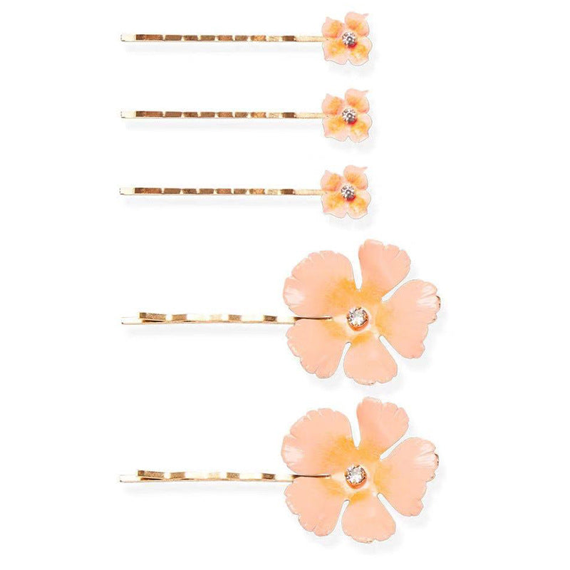 Wholesale personalized gold-plated flower clip hairpin jewelry suit