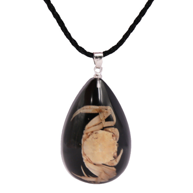 Wholesale 6pcs Natural Crab Resin Insect Necklace