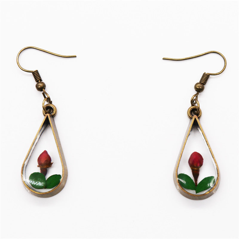 Wholesale 6pcs Handmade Epoxy Dried Flower Necklace Earrings Combination Set