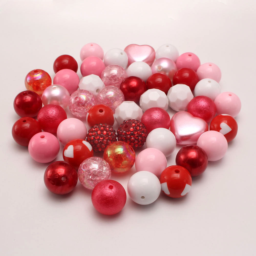 Wholesale of 50pcs Light Pink Love Valentine's Day 20MM Acrylic Large Beads
