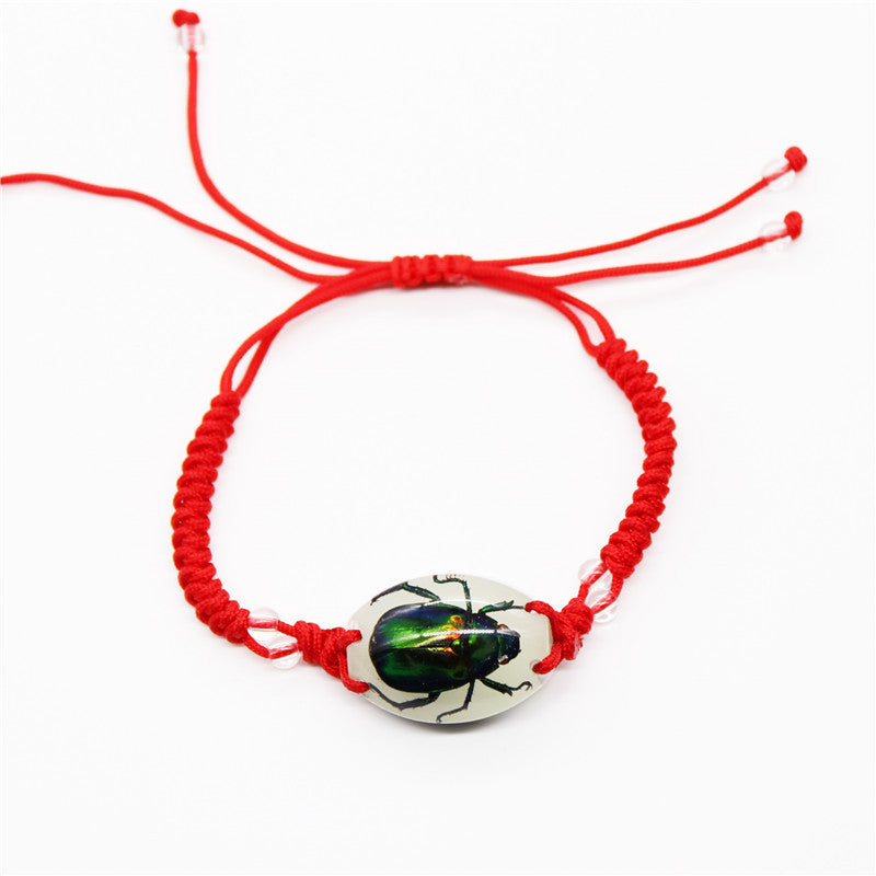 Wholesale 12PCS Luminous Insect Amber Braided Bracelet