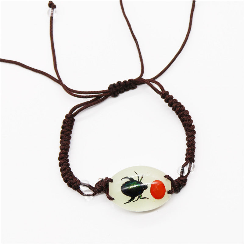 Wholesale 12PCS Luminous Insect Amber Braided Bracelet